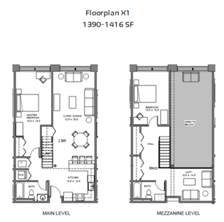 a floor plan of two different floor plans of a building